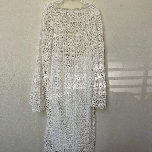KATE SPADE NEW YORK | CROCHET LACE WHITE BELL SLEEVE SHIFT SUMMER DRESS | SIZE 2 - Picture 10 of 12